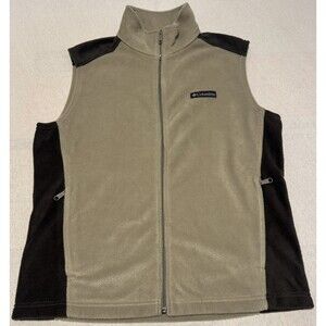 Columbia Men’s Fleece Vest Size Medium Beige White Outdoor Work Casual Hiking